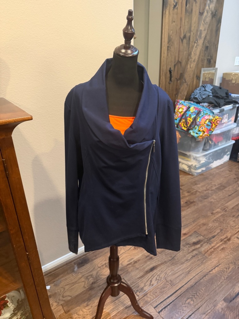 White House Black Market Navy Ponte side zip jacket